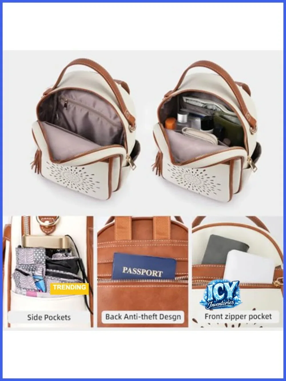 Women's Small PU Leather Backpack Purse Casual Travel Daypack Waterproof